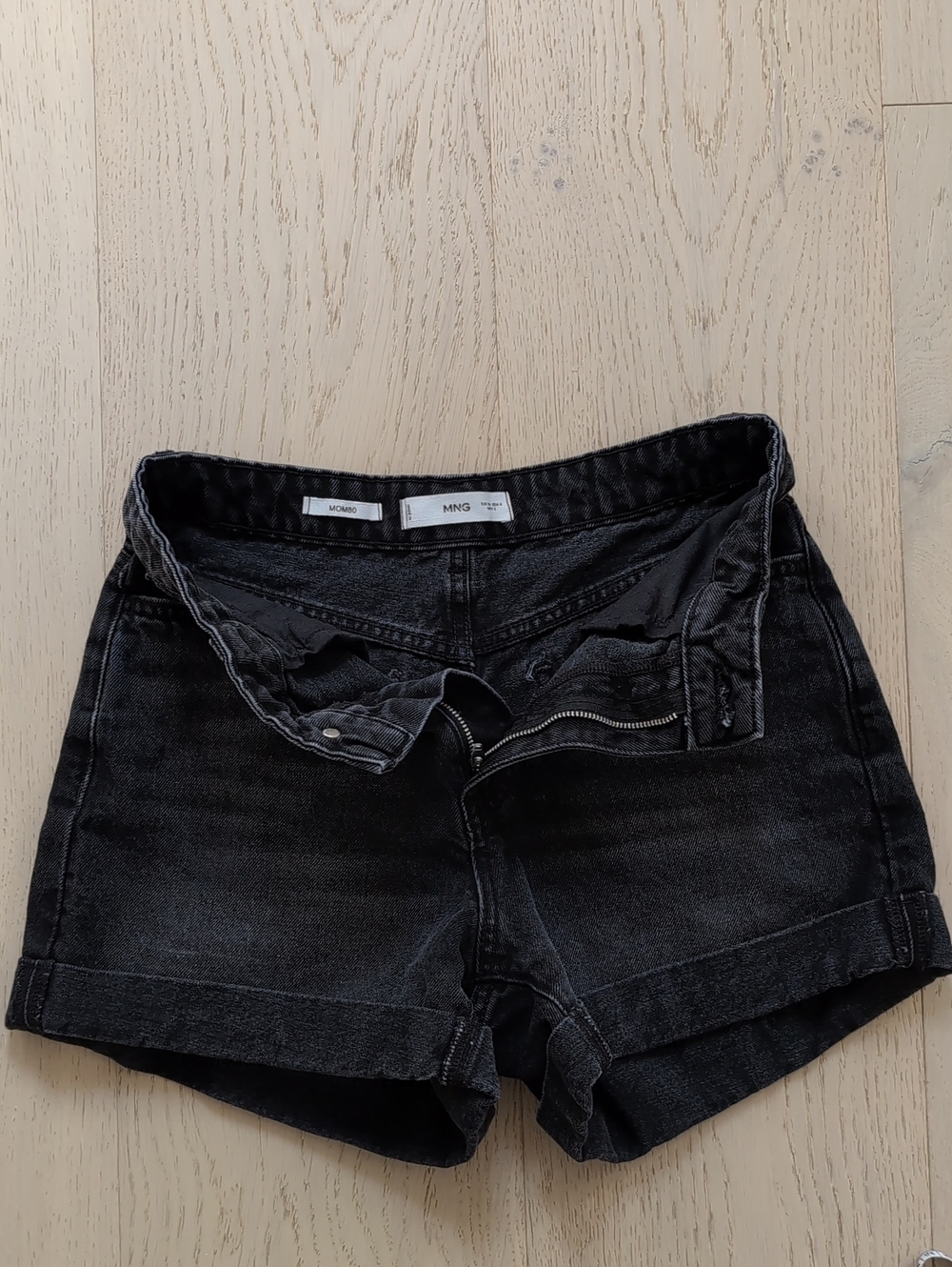 Mango Mom Black Denim Roll-Cuff Women’s Shorts